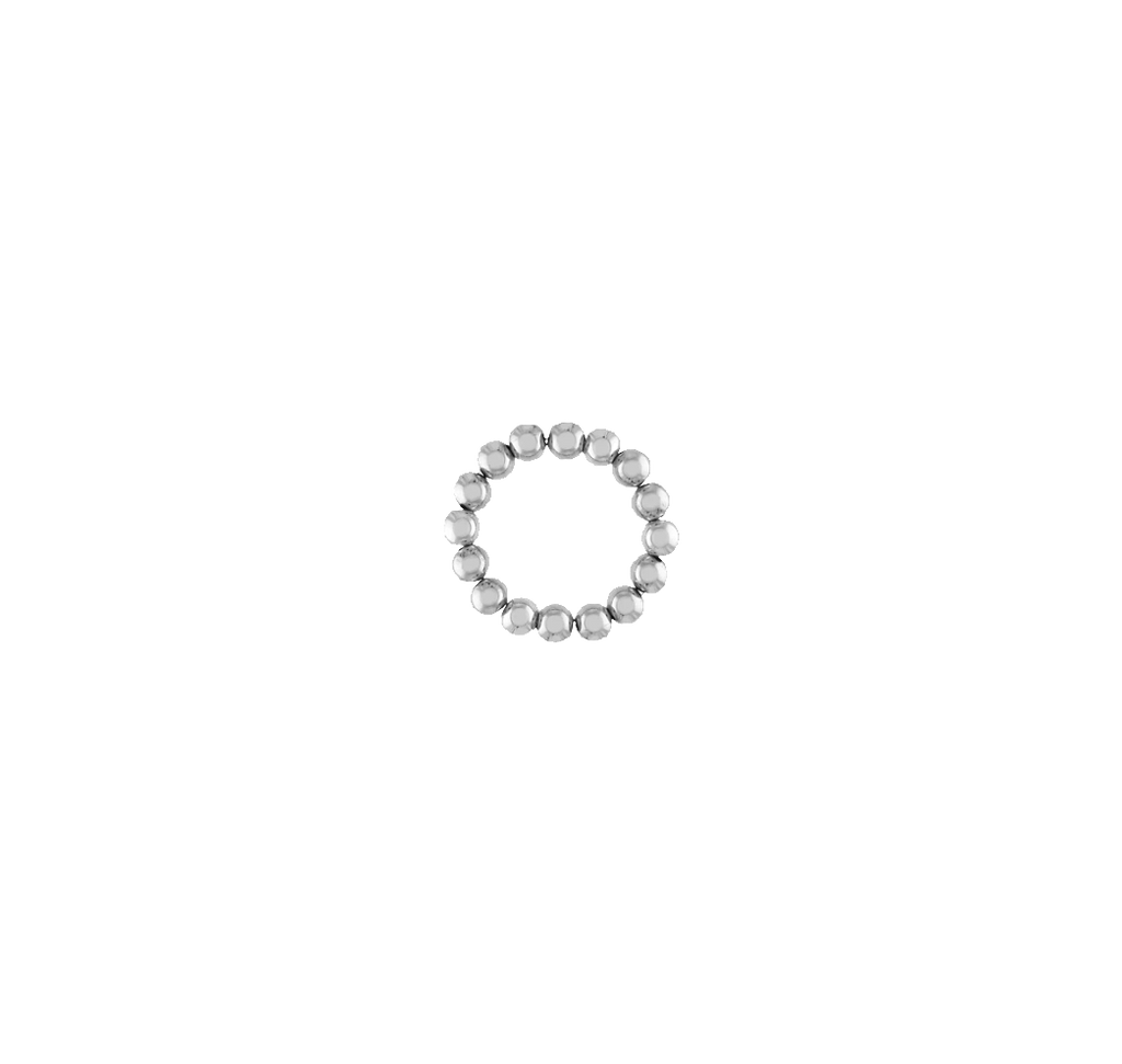 Medium Silver Beaded Ring