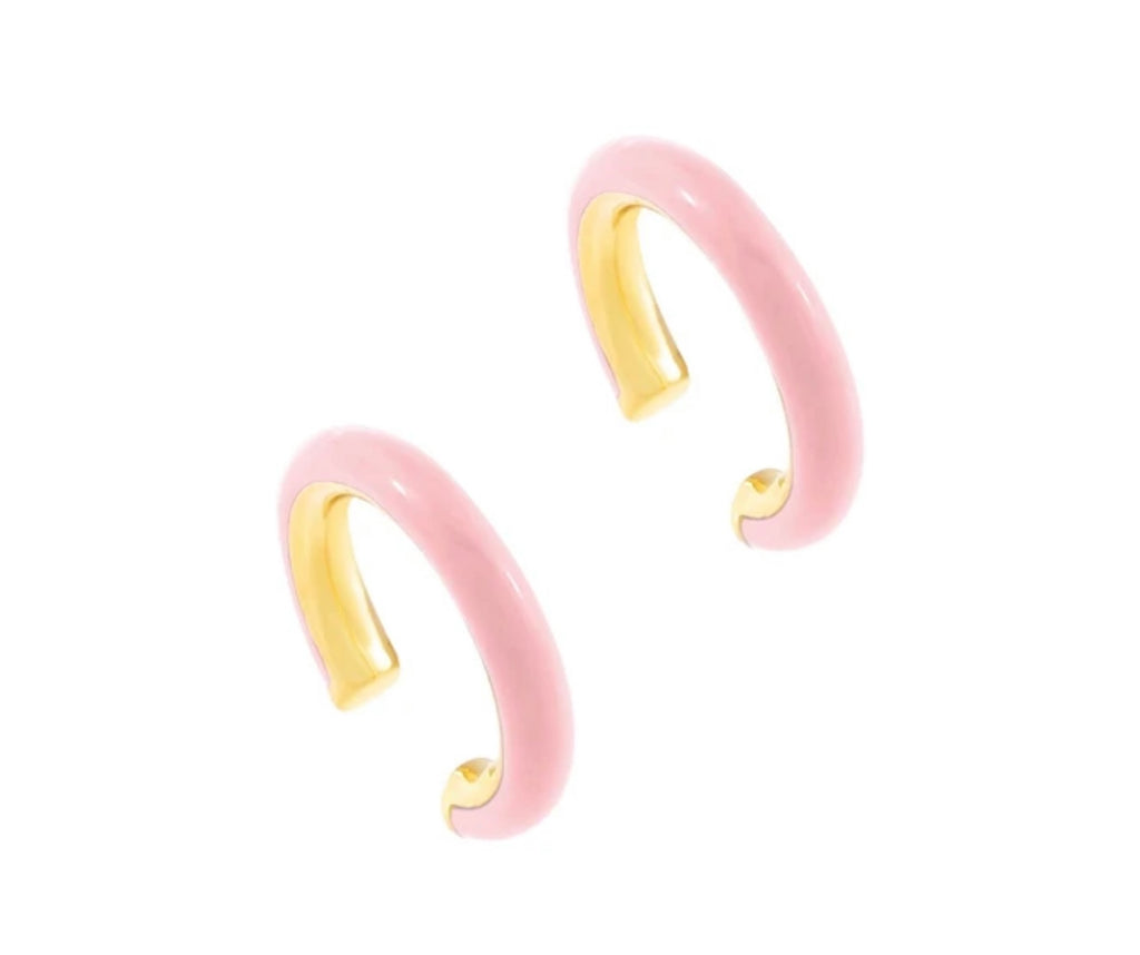Enamel Ear Cuff Set in Pink